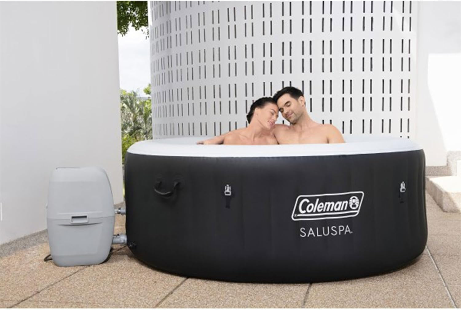 Black 4 Person Inflatable Hot Tub 60 Jets